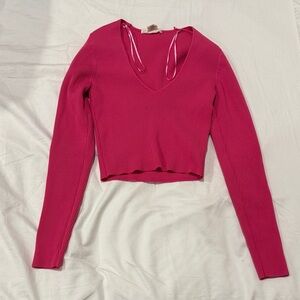 Vibrant Pink V-Neck Crop Top